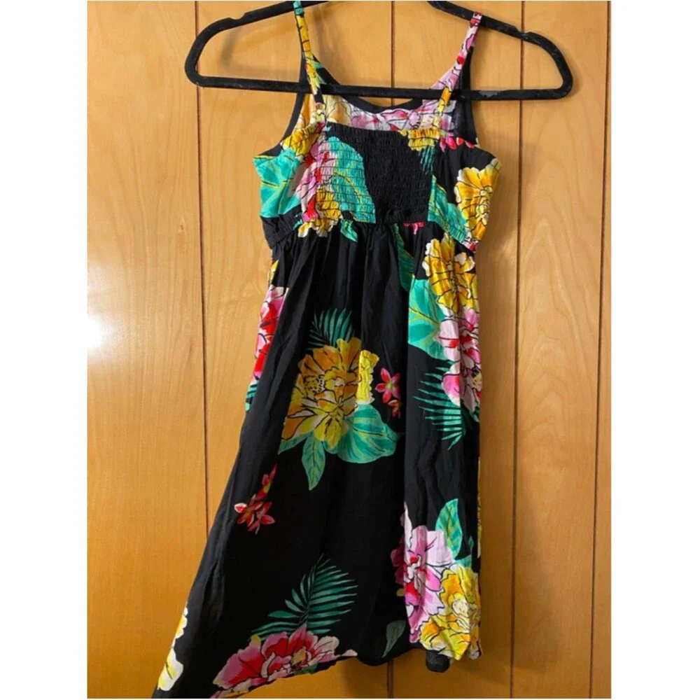Kids Old Navy Black Floral Mini Dress L 10/12